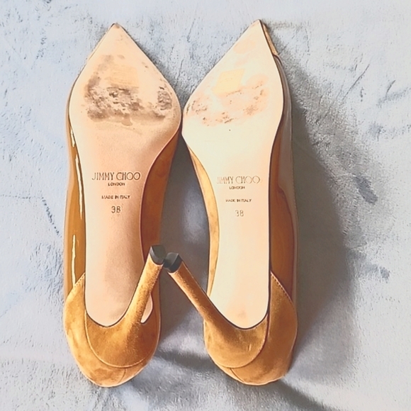 JIMMY CHOO Cass 95mm Patent Leather and Suede Pumps - Picture 11 of 15